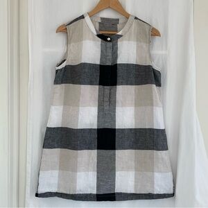 Territory Ahead Black, Gray, Tan and White Checkered Sleeveless Blouse